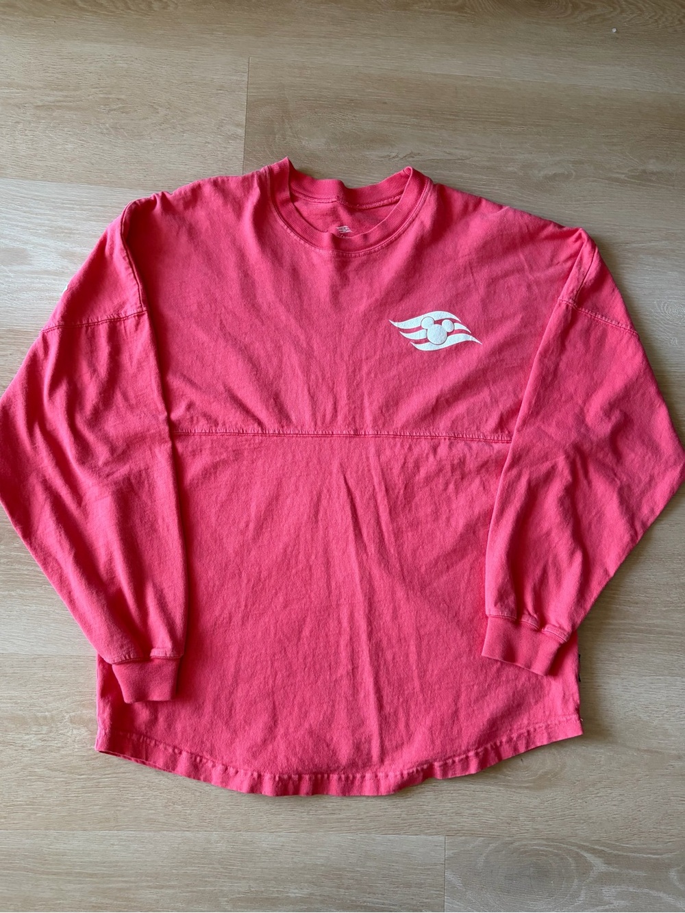 Disney Cruise Line Spirit Jersey Coral Pink Puff Print Long Sleeve Small